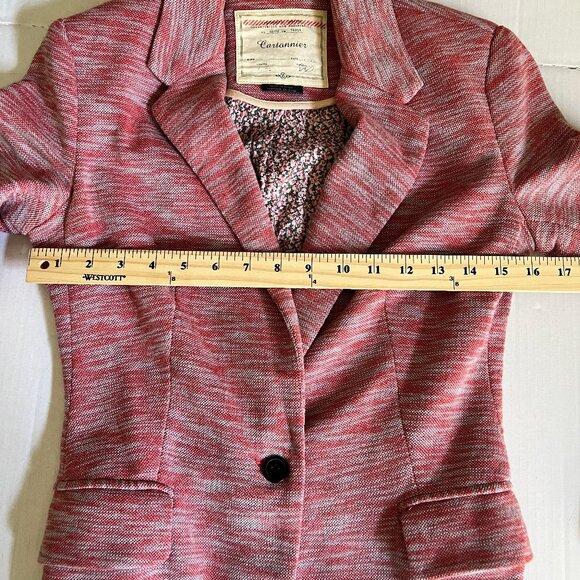 Anthropologie Cartonnier Tonal Knit Blazer Jacket Woman's Pink Space Dye | Sz XS - Picture 7 of 15